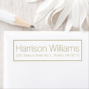 Minimalist gold Border Custom Return Address Label