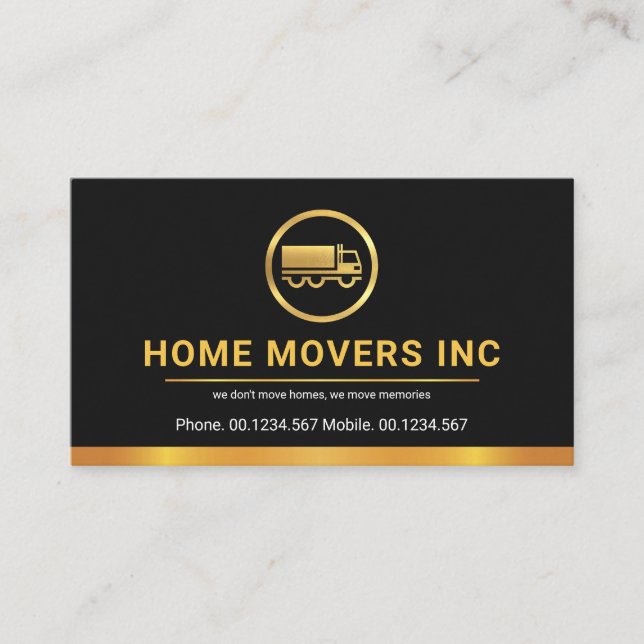 Minimalist Gold Border Line Logistics Transport Business Card (Front)