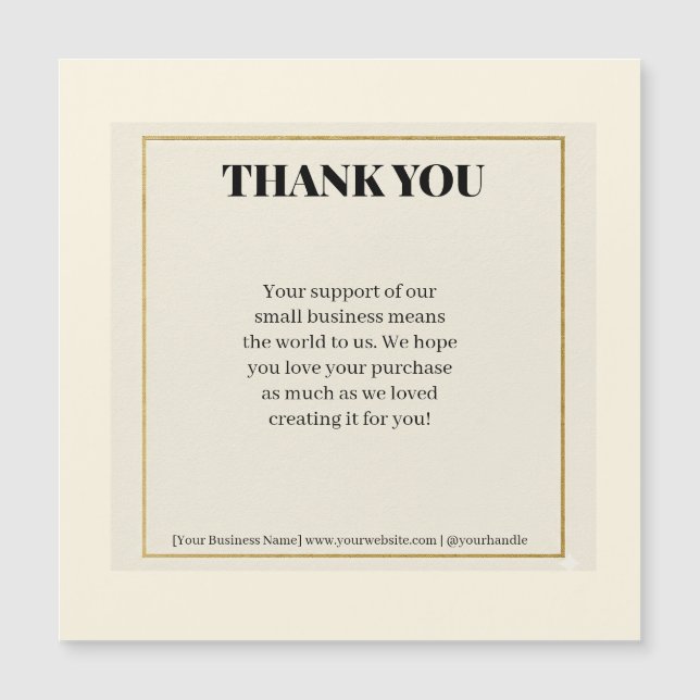 Minimalist Gold Border Luxury Business Thank You P (Front)