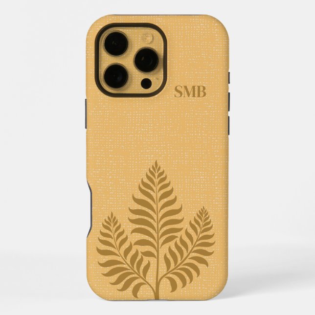 Minimalist Gold Botanical Monogram iPhone Case (Back)