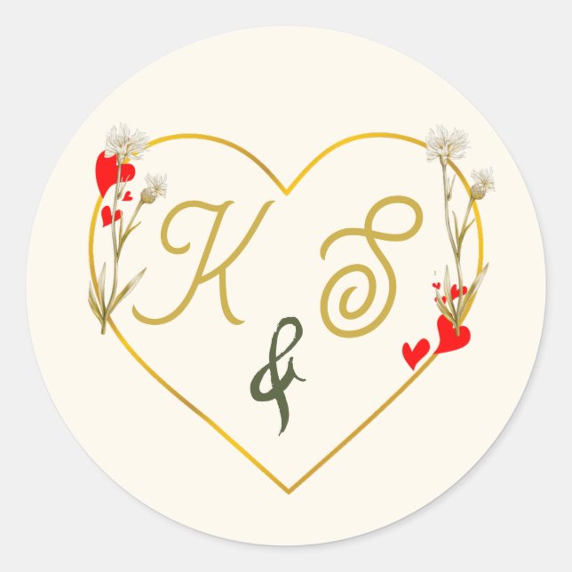 Minimalist Gold Botanical Wedding Sticker (Front)