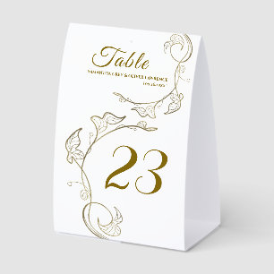 Minimalist Gold Botanical Wedding Table Card