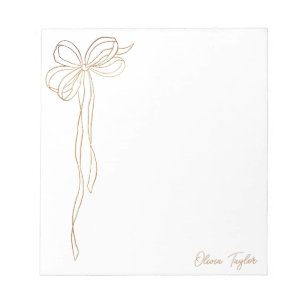 Minimalist Gold Bow Coquette Trendy Personalised  Notepad