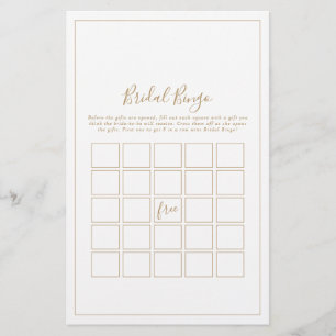 Minimalist Gold Bridal Bingo Game Flyer