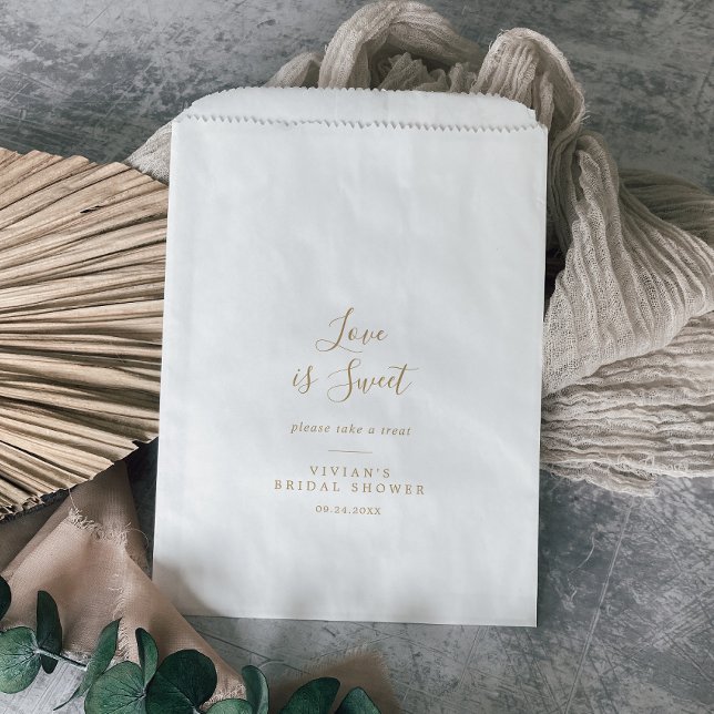 Minimalist Gold Bridal Shower Love Is Sweet Favour Bag (Creator Uploaded)