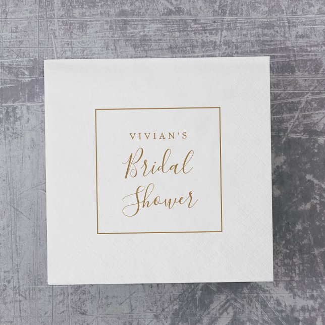 Minimalist Gold Bridal Shower Napkin (Creator Uploaded)