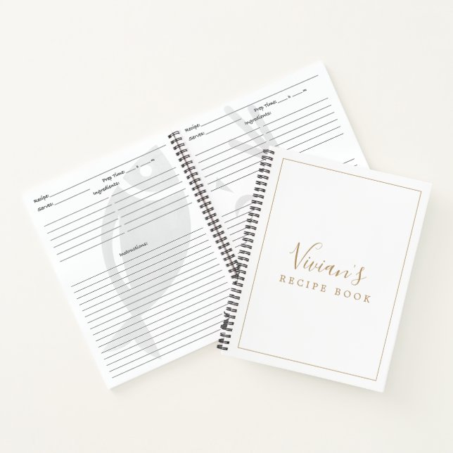Minimalist Gold Bridal Shower Recipe Notebook (Inside)