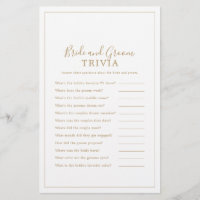 Minimalist Gold Bride and Groom Trivia Game