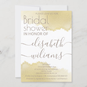 Minimalist gold brush stroke calligraphy invitation