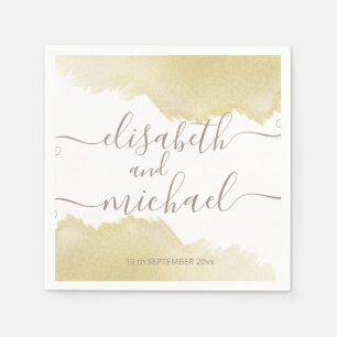 Minimalist gold brush stroke calligraphy napkin