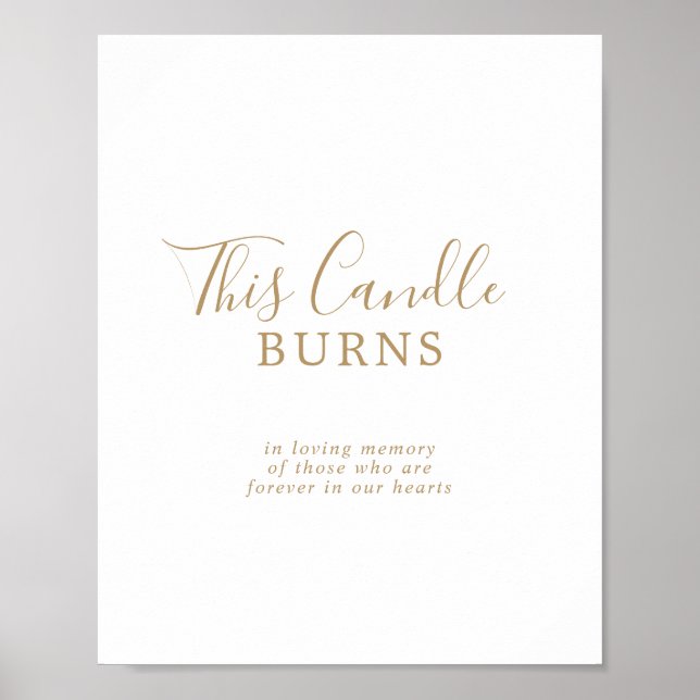 Minimalist Gold Candle Burns Wedding Memorial Sign (Front)