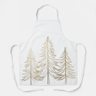 Minimalist Gold Christmas Tree Apron | White Gold
