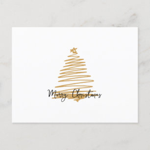 Minimalist Gold Christmas tree Merry Christmas  Postcard