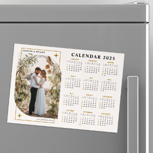 Minimalist Gold Christmas Wedding Photo Calendar