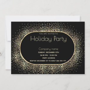 Minimalist Gold confetti corporate Holiday party  Invitation