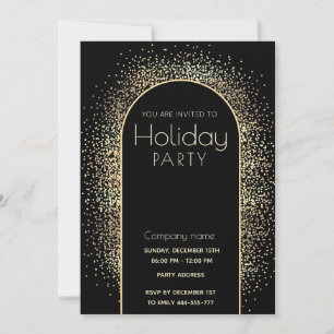 Minimalist Gold confetti corporate Holiday party Invitation