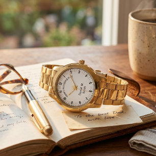 Minimalist Gold Custom Name Modern For Dad Grandpa Watch