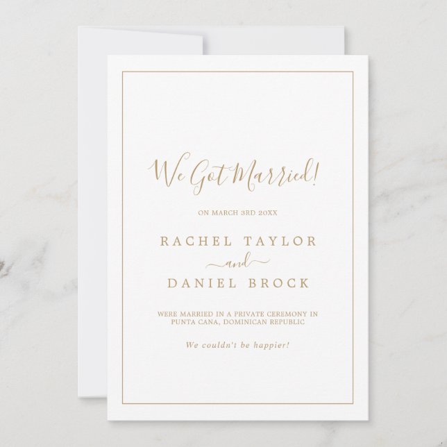 Minimalist Gold Elopement Announcement (Front)