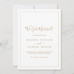 Minimalist Gold Elopement Announcement