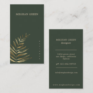 Minimalist Gold Faux Foil Foliage Business Card