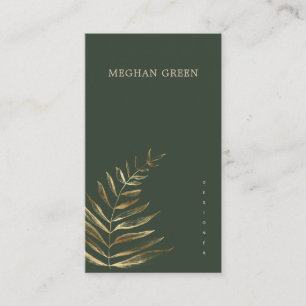 Minimalist Gold Faux Foil Foliage Business Card