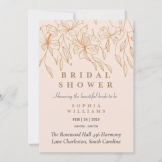 Minimalist Gold Floral Bridal Shower Invitation