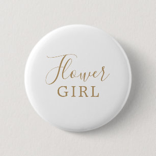 Minimalist Gold Flower Girl Bridal Shower 6 Cm Round Badge