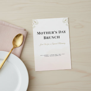 Minimalist Gold Flowers Mother’s Day Brunch  Invitation