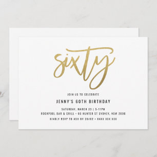 Minimalist Gold Foil 60th Birthday Invitation