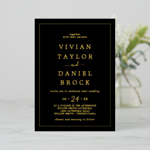 Minimalist Gold Foil Black Bold Names Wedding