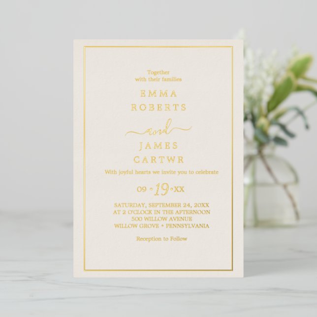 Minimalist Gold Foil | Ivory Casual Wedding  (Standing Front)