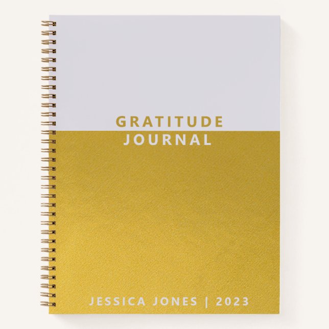 Minimalist Gold Foil Name Gratitude Journal (Front)