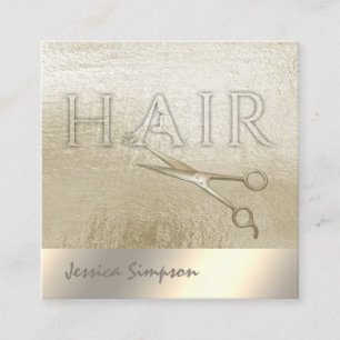 Minimalist gold foil  scissors HAIR Appointment Card