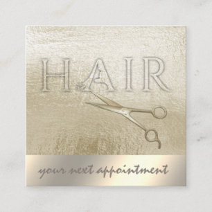 Minimalist gold foil  scissors HAIR Appointment Card