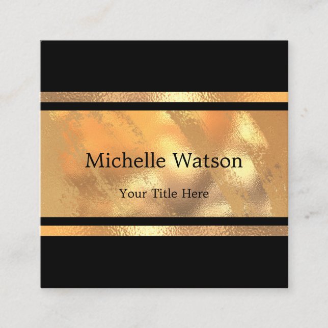 Minimalist Gold Foil Square Business Card (Front)