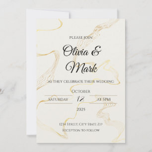 Minimalist Gold Foil Wedding Invitation   Modern