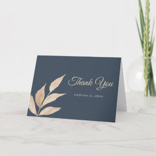 Minimalist Gold Foliage folded thank you Card