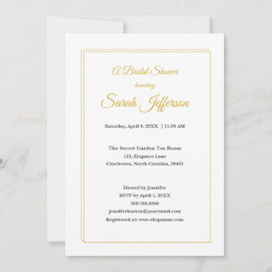 Minimalist Gold Frame Floral Bridal Shower Invitation