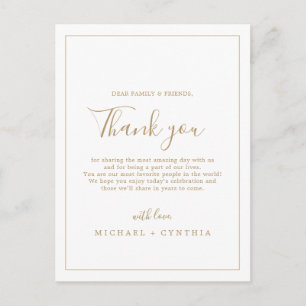 Minimalist Gold Frame Thank You Reception Card