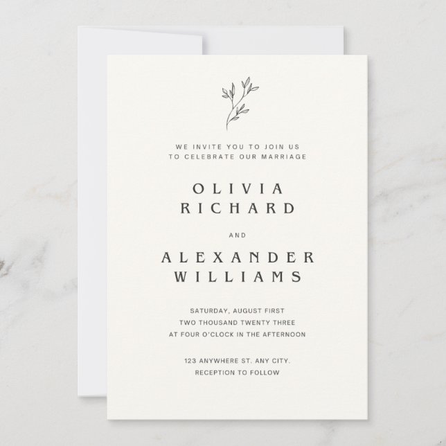 Minimalist Gold Frame Wedding Invite (Front)