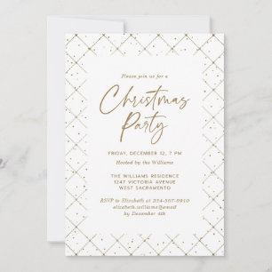 Minimalist Gold Geometric Snowy Christmas Party Invitation