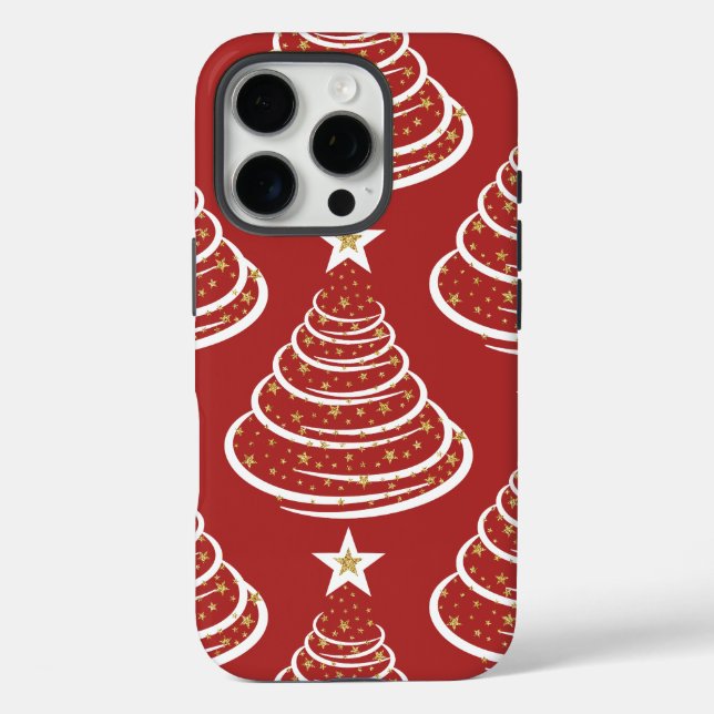 Minimalist Gold Glitter Christmas Trees Case-Mate iPhone Case (Back)