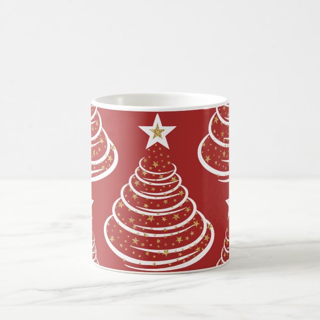 Minimalist Gold Glitter Christmas Trees Coffee Mug (Center)