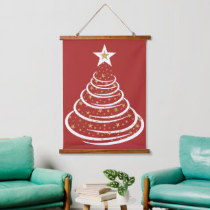 Minimalist Gold Glitter Christmas Trees Hanging Tapestry