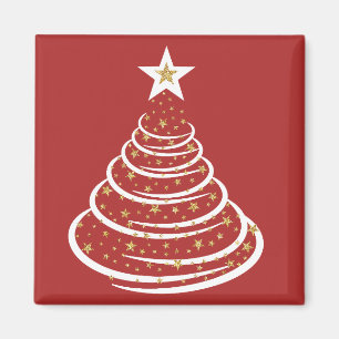 Minimalist Gold Glitter Christmas Trees Magnet