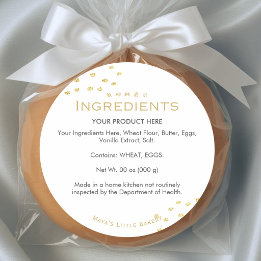 Minimalist Gold Glitter Dot Ingredient List Classic Round Sticker