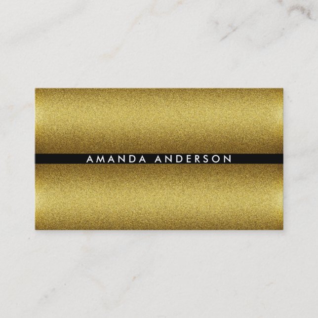 Minimalist Gold Glitter Texture Business Card (Front)