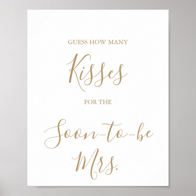 Minimalist Gold Guess the Kisses Game Sign (Front)