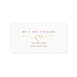 Minimalist Gold Heart Wedding Address Label