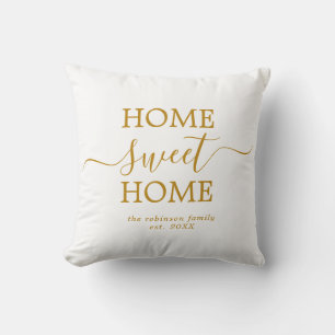 Minimalist Gold Home Sweet Home Housewarming  Cushion